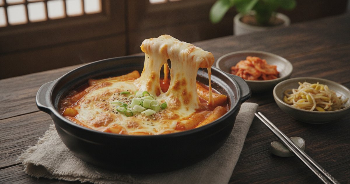 Cheese Tteokbokki: Gooey Melted Cheese Meets Spicy Rice Cakes