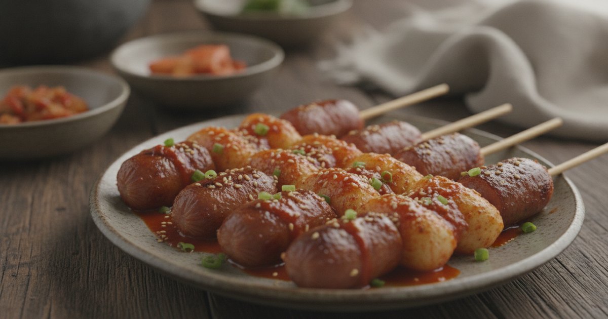 Sotteok Sotteok: Korean Sausage & Rice Cake Skewers (소떡소떡)